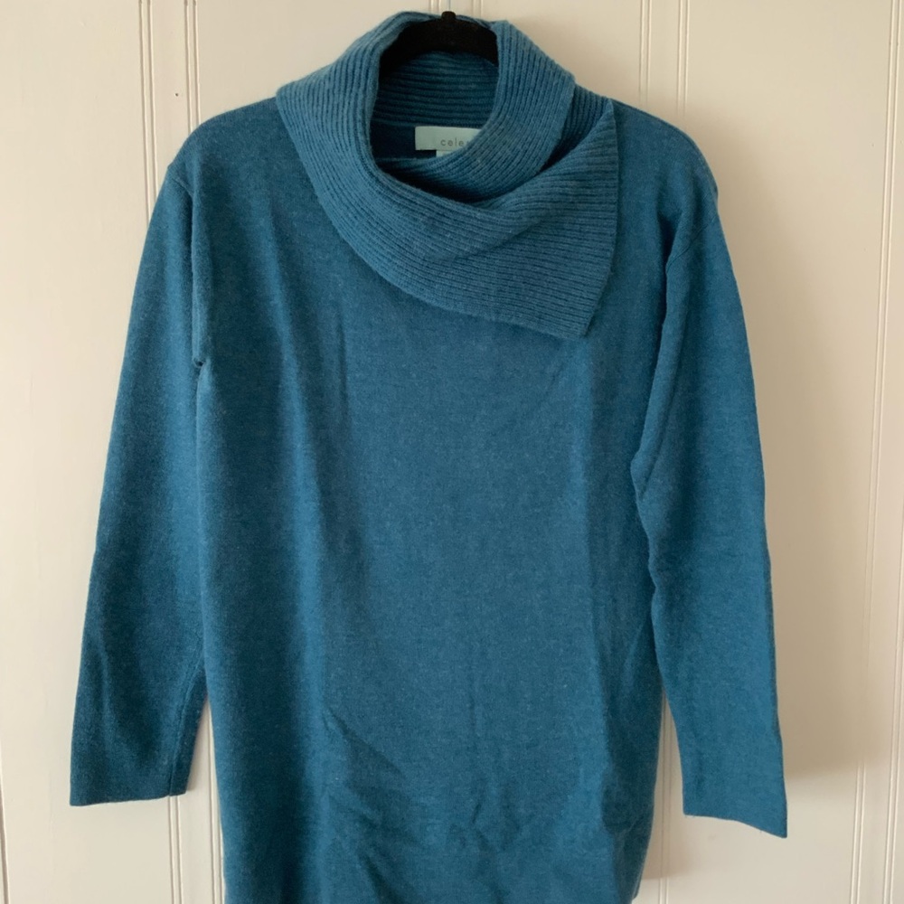 Celeste Blue Cowl Neck Sweater